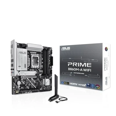 Immagine di ASUS PRIME B860M A WIFI, Scheda Madre Intel mATX, 7+1+1+1 Fasi di Alimentazione, Slot DDR5, PCIe 5.0, 2 M.2, WiFi 6E, Ethernet Realtek 2.5 GB, DisplayPort, HDMI, USB C 20 Gbps, Nera