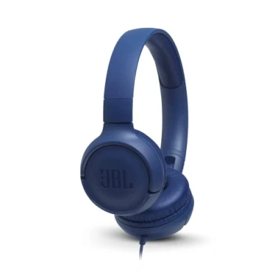 Immagine di JBL Tune 500 Cuffie Sovraurali, Cuffia On Ear con Microfono e Comando Remoto ad 1 Pulsante, Pure Bass Sound, Compatibile Siri Google, Leggere Pieghevoli, Da Viaggio, Blu