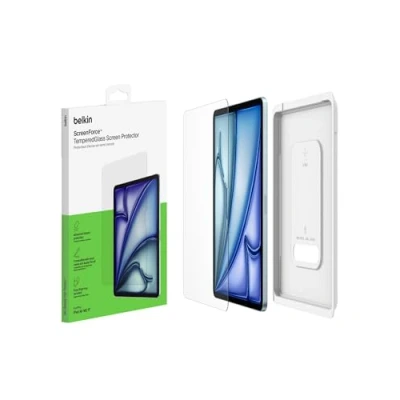 Immagine di Belkin ScreenForce TemperedGlass Proteggi schermo per iPad Air 11&#039;&#039;, vetro temprato con durezza di 9H, spessore 0,33 mm, antigraffio, installazione facile, compatibile custodie e Apple Pencil