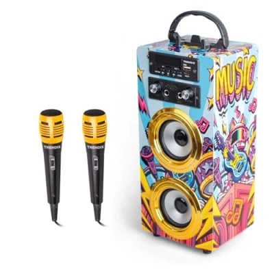 Immagine di Trendix Karaoke Bambini Music Star Con Microfono 2 Microfoni Per Bluetooth, Radio Fm, Usb Cassa Bluetooth Portatile