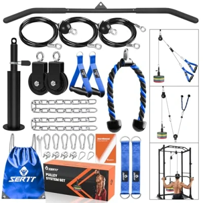 Immagine di SERTT sistema di puleggia da palestra per casa, allenamento tricipite pulldown LAT, cavi squat rack