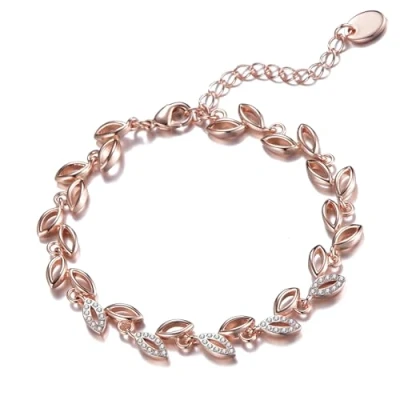 Immagine di Philip Jones Bracciale Foglia Placcato Oro Rosa Creato con Cristalli di Zircondia®