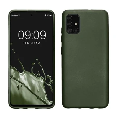 Immagine di kwmobile Custodia Compatibile con Samsung Galaxy A51 Cover Back Case Morbida Protezione in Silicone TPU Effetto Metallizzato verde metallico