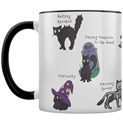 Immagine di Grindstore Behaviour Of A Spooky Cat Tazza da tè e caffè, 2 toni, colore: Bianco