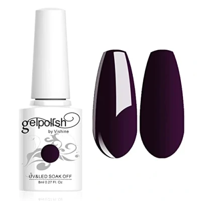 Immagine di Vishine Smalto Semipermente per Unghie in Gel UV LED Smalti Colori Soak Off Manicure e Pedicure 8ml 1pzs Viola Scuro #1417