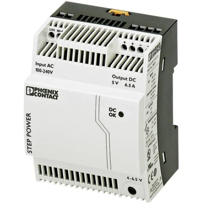 Immagine di Phoenix Contact STEP PS/1AC/5DC/6.5 Alimentatore per guida DIN 5 V/DC 6.5 A 32.5 W Num. uscite:1 x Contenuto 1 pz.