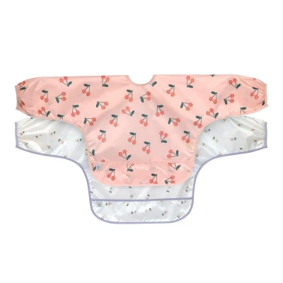 Immagine di LÄSSIG Set di bavaglini a maniche lunghe (2 pezzi) da legare con vassoio raccolta/Long Sleeve Bib Happy Fruits Cherry