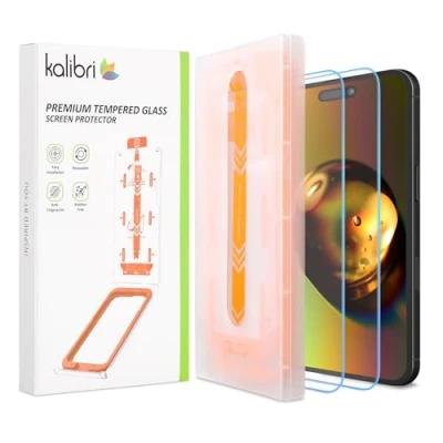 Immagine di kalibri Protezione Schermo Compatibile con Apple iPhone 16 Pellicola Protettiva Vetro Temperato Vetrino Salva Display Touch Applicatore