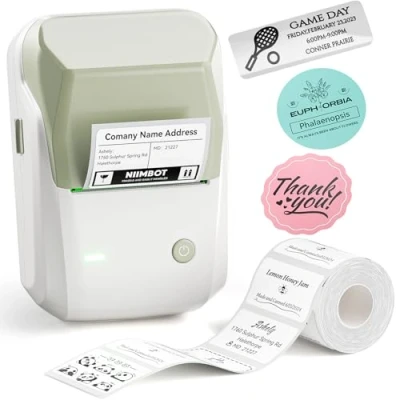 Immagine di NIIMBOT stampante per etichette B1 con 1 rotolo di nastro avviamento, Bluetooth, dimensioni stampa 20 50mm, compatibile iOS e Android（Vert）