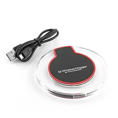 Immagine di InnovaGoods® Caricabatterie wireless per smartphone Qi, carica il tuo cellulare senza fili, con tecnologia ideale casa e ufficio, colore nero trasparente.