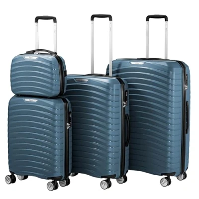 Immagine di Zelsius set di 4 valigie valigetta rigida in ABS con lucchetto a combinazione TSA, ruote doppie e divisorio interno Valigia per bagagli mano, rigida, da pezzi,