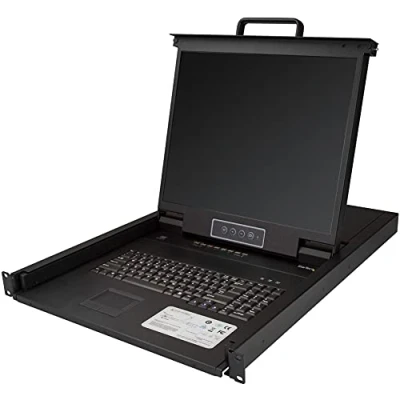 Immagine di StarTech.com Console KVM per Armadio Rack, Switch VGA a 8 porte integrato, Monitor LCD 19&quot;, Montabile Rack con cavi da 1.8m 1U, OSD KVM, Supporto USB + VGA, Tastiera Inglese (RKCONS1908K)