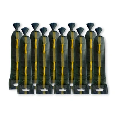 Immagine di 10 sacchi di sabbia 25 x 100 cm per protezione inondazioni, cordino serraggio, maniglia, sacchetto silo, tessuto monofilo resistente ai raggi UV