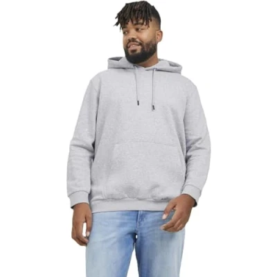 Immagine di JACK&amp;JONES PLUS Jjebradley Noos Pls Felpa con Cappuccio, Chiaro Grigio Melange, 4XL Uomo