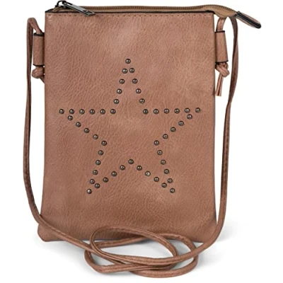 Immagine di styleBREAKER mini bag borsa a tracolla con borchie disposte stella, spalla, mano, borsa, da donna 02012235, colore:Marrone