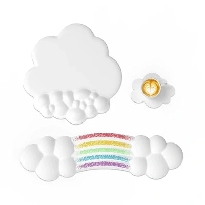 Immagine di Attack Shark Rainbow Cloud Wrist Rest Combo, Supporto per Polso del Mouse, Ergonomico, Grazioso Accessorio Scrivania, Antiscivolo, Poggiapolsi Digitazione/Gaming/Computer/Laptop Arcobaleno