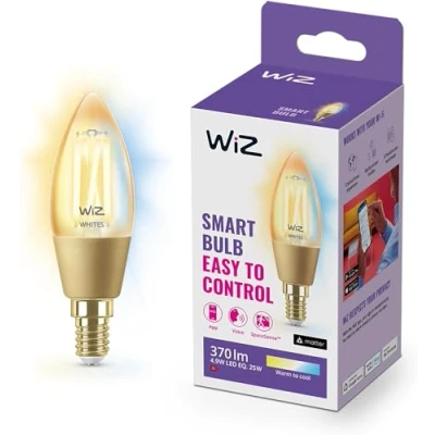 Immagine di WiZ Lampadina Smart WiFi, Luce Bianca da Calda a Fredda Dimmerabile, Filamento Ambrata, E14, 5W, Tecnologia SpaceSense, Controllo Vocale (Alexa, Apple HomeKit, Google Home)