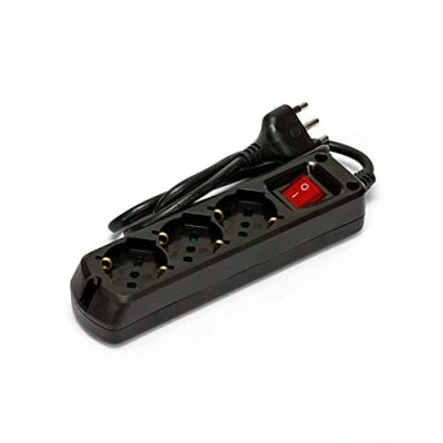Immagine di VELAMP MULTIT I S30K Multipresa 3 Prese Polivalenti (Schuko + 10/16A) Spina Grande 16A Interruttore Luminoso Colore Nero