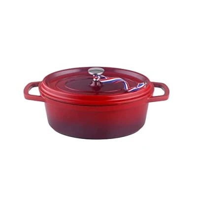 Immagine di Kamberg 0008190 Cocotte, Diametro 26 cm Ovale Rosso Fiamma, Fusione di Alluminio, Rivestimento Effetto Pietra, Compatibile con Tutti i Piani Cottura, Incluso Quello a Induzione, Senza PFOA