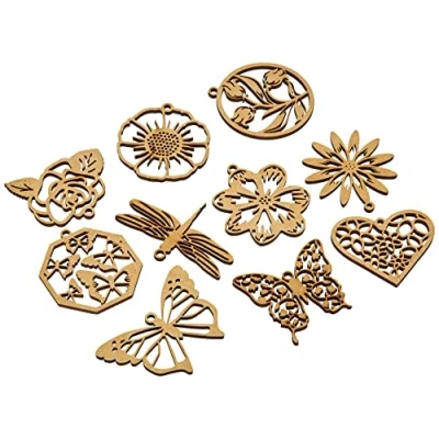 Immagine di docrafts Fiori, Farfalle e libellule Forme, in Legno, Colore: Bianco, Confezione da 10