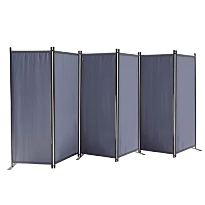 Immagine di QUICK STAR Paravento da Giardino 340 x 165 cm 6 parti pieghevole Divisorio in Tessuto Balcone Protezione della Privacy Grigio