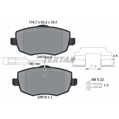 Immagine di TEXTAR 2407304 Kit pastiglie freno con segnalatore usura integrato accessori LANCIA: Ypsilon II