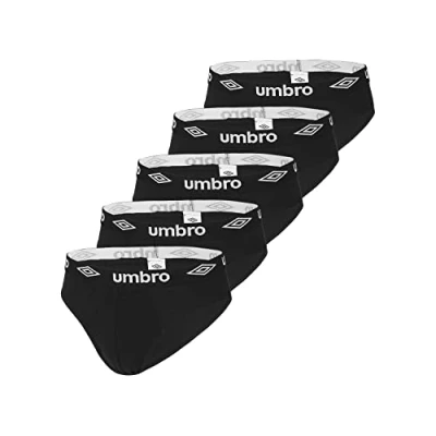 Immagine di UMBRO Slip Uomo Cotone 100%, Intimo Uomo, naturale, vestibilità perfetta e antiirritazione, set di 5, Nero, Taglie L