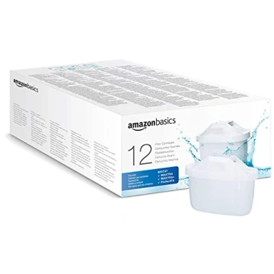 Immagine di Amazon Basics Filtri per acqua, confezione da 12, adatto e compatibile con tutte le caraffe BRITA, incluse PerfectFit Basic