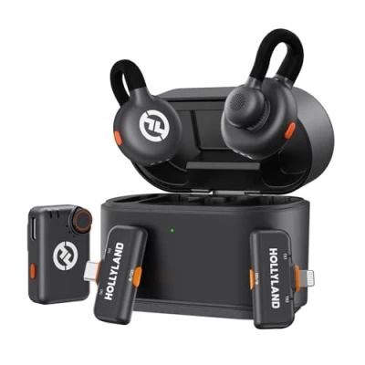 Immagine di Hollyland Lark M2S Ultimate Combo (Camera RX+Lightning RX+Type C RX) microfono Lavalier wireless per iPhone/Camera/Android/PC, compatto, clip in titanio, cancellazione del rumore, Vlog