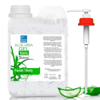 Immagine di Gel di Aloe Vera Puro 100%, Foglio Fresco Coltivato Ecologico delle Canarie, Idratante Viso, Corpo e Capelli Lenitivo per Scottature Irritazioni, Dopo Sole, Dopobarba, Post Depilazione 1000 ml
