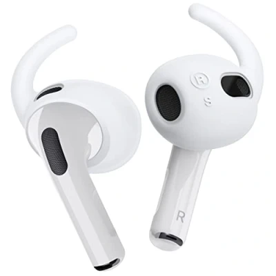 Immagine di elago 4 Paia di Ganci Ricambio per Le Orecchie Compatibili con Airpods 3 Generazione [Astuccio incluso] Antiscivolo Ergonomico, 2 Piccole e Grandi Dimensioni (Nightglow Blu)