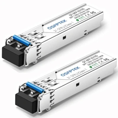 Immagine di QSFPTEK 2 Pack 1000BASE LX/LH Gigabit SFP Module, 1310nm, 10 km, DDM, Single Mode LC Mini GBIC Transceiver per Cisco GLC LH SMD/GLC LX SM RGD, Ubiquiti UF 1G, Mikrotik, Supermicro