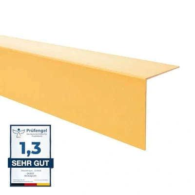 Immagine di Quest Angolo di protezione per bordi in PVC, senza nastro adesivo, listello angolare e paraspigoli, profilo angolare, 25 x mm, 200 cm, oro
