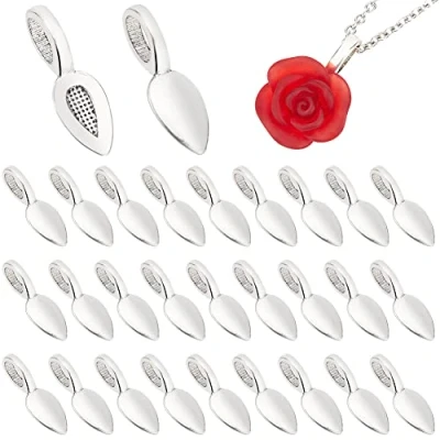 Immagine di PH PandaHall 50PCS Lega Foglia Piatto Ciondoli per Fare Collane Braccialetti Bigiotteria, Argento Antico, 21x8x6mm, Foro: 4x6mm