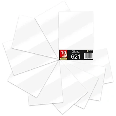 Immagine di 10 pellicole autoadesive in formato DIN A4, per plotter fai da te, 621/631 vinile, 29,7 x 21 cm, di colore bianco opaco