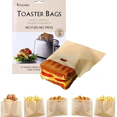 Immagine di Sacchetti per Tostapane, 10 pezzi Sacchetto Toast , Tostapane Riutilizzabili Antiaderenti, Borsa Microonde Antiaderente,Calore Facile da Pulire, Adatto Pane, Snack, Frutta