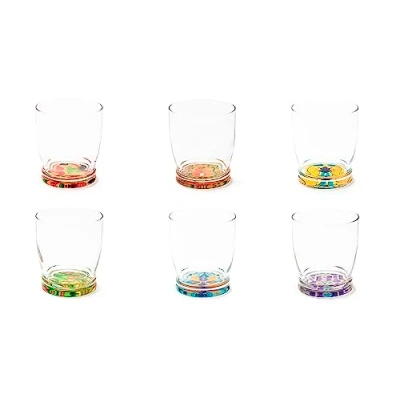 Immagine di Excelsa Lisbona Set 6 Bicchieri con Fondo Decorato, Ml. 340, Diametro 8 Cm., Vetro
