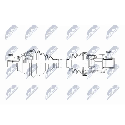 Immagine di NTY NPW VW 127 Albero motore / Semiasse Assale anteriore Dx 603 con bullone/vite VOLKSWAGEN: Tiguan I, AUDI: Q3
