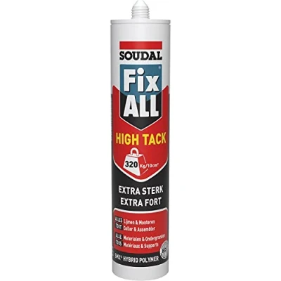 Immagine di Fix ALL High Tack Sigillante ad alta adesione iniziale Soudal Cartuccia da 290 ml, Nero