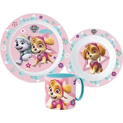 Immagine di Compatibile con Paw Patrol Skye Set di stoviglie per bambini piatto, ciotola cereali e bicchiere riutilizzabile