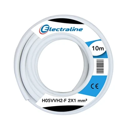 Immagine di Electraline 10961 H05VVH2 F Cavo, Sezione 2x1 mm, Lunghezza 10 m, Bianco