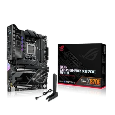 Immagine di ASUS ROG Crosshair X870E Apex, Scheda Madre ATX, 18+2+2 Stadi di Alimentazione, Slot DDR5, Tre PCIe 5.0, Due 4.0 M.2, Porte USB4, Wi Fi 7, Ethernet, AI Overclocking, Q Release Slim, Nera