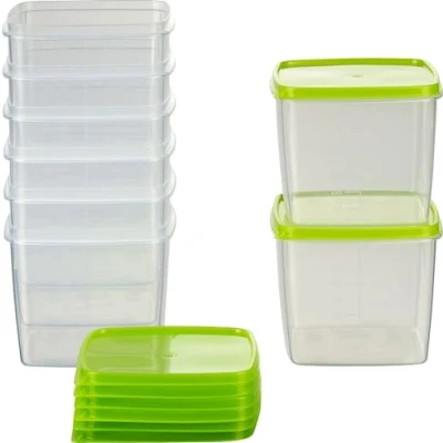 Immagine di MiraHome Contenitore Alimenti freschi per Freezer 11x11x9,5 cm Verde qualità austriaca (0,75l Quadrato (8 Pz))