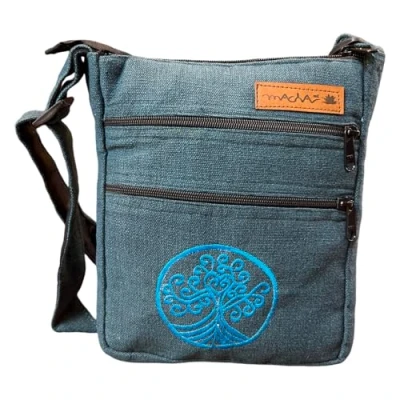 Immagine di Macha borsa a tracolla stile indiano in cotone con stampe colorate per le donne etnico boho, Blu 01 , Width: 22 cm Height: 24 Bellows: 4