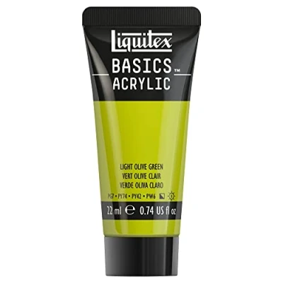Immagine di LIQUITEX 8870494​ Basics, Pittura Acrilica, Pigmenti per Artisti Monopigmentati, Resistente alla Luce, Durevole nel Tempo, Finitura Satinata, Tubetti da 22 ml, Verde Oliva Chiaro