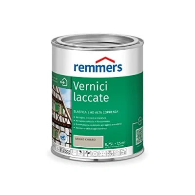 Immagine di Remmers Vernice coprente grigio chiaro, 0,75 litri, smalto a base d&#039;acqua per interno ed esterno, pittura protettiva dagli agenti atmosferici legno, sottofondi minerali e molti altri tipi di supporto