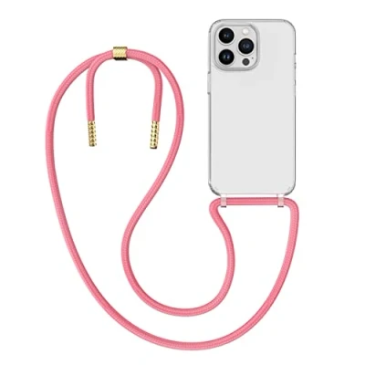 Immagine di MyGadget Cover per iPhone 14 Pro Custodia con Corda Case Cordino Trasparente Antiurto Laccio Tracolla Practical Stylish Rosa