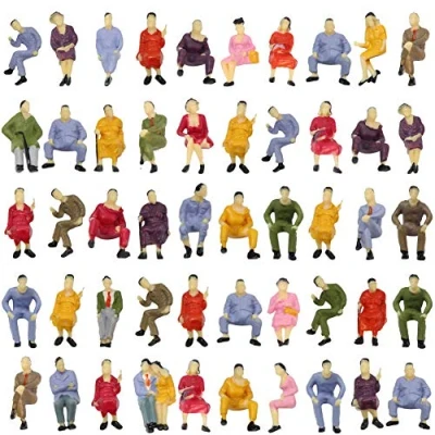 Immagine di Evemodel P4302 50pcs Tutti Seduti Figure O Calibro 1/50 Scala Persone Ferroviarie Paesaggio Miniatura Modello Treno Layout
