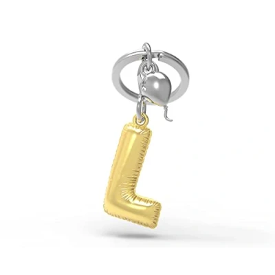 Immagine di Meta[l]morphose METALMORPHOSE Portachiavi Pallone Elio dorato Lettera L con charm Argento MTM10L
