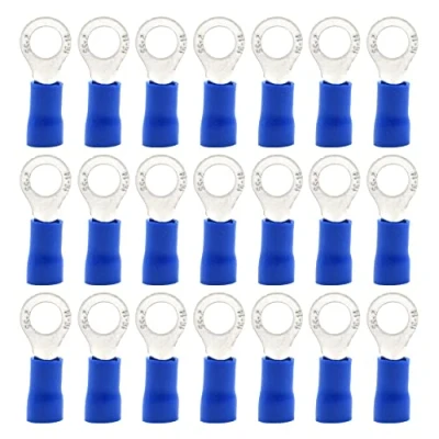 Immagine di Hocansen 100 Pezzi Terminale Connettori ad Anello M5 Ring Crimp Elettrici a Occhiello Crimpatrice Set per Fili (PR5/Blue)